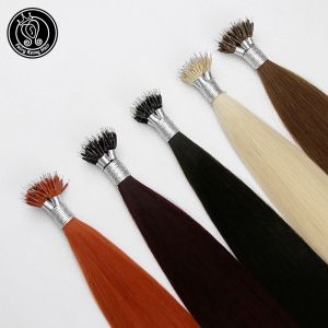 Extensões de cabelo remy fada 0.5g/fio 12/14 polegada real remy nano ponta do anel extensões de cabelo humano sedoso em linha reta micro grânulos cabelo na cápsula