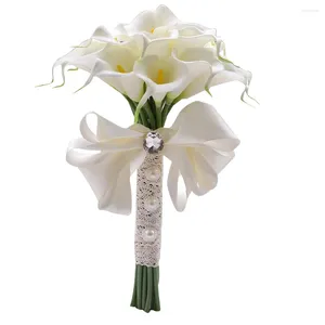 Flores decorativas ramo de flores artificiales buquê de dama de honra casamento floral peças centrais buquês falsos nupcial