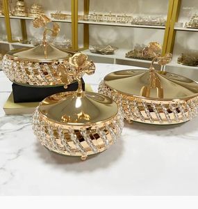 Storage Bottles Household Living Room Tea Table Box Light And Luxurious Ornaments French Gold Crystal Glass Candy