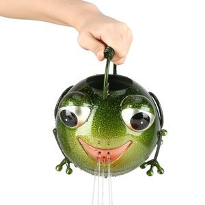 Tooarts Cartoon Frog Watering Pot Iron Animal Watering Can Garden Sprinkle Kettle Fairy Garden Decoration Children DIY Gardening 240329