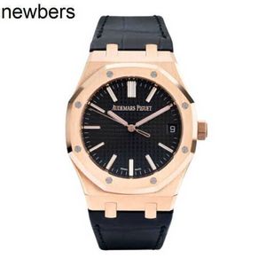 Top Men Aps Factory Audemar Pigue Watch Swiss Movement Epic Royal Oak Watch 41mm Rose Gold Black Index Hour Mark dial