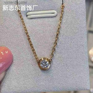 Top Luxury Fine 1to1 Original Designer Necklace for Women Carter Classic Single Diamond Necklace Thick Plated 18k Gold Diamond Ufo Neckchain