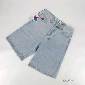 Erkek şort retro hip hop karikatür grafik sokak kıyafeti denim y2k büyük çocuk nakış bülbeli jorts harajuku spor salonu basketbol erkek 414