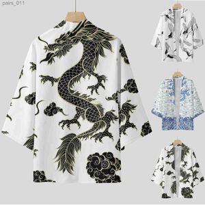 Men's Casual Shirts MenS Shirt Casual Workwear Shirts Tops Baggy Blouses Chinese Dragon Comfort Summer Long-Sleeve Spring Japanese Luxury Camisas 240402