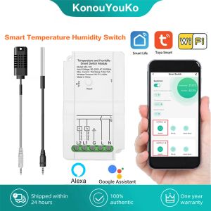 TUYA SMART HOME WIFI SMART Temperaturfuktighet Switch Modul Sensor Dual Relay Outpart Remote Controller Work med Alexa Google