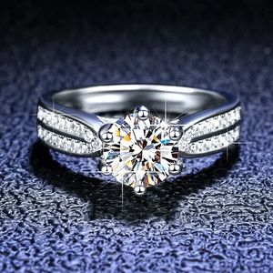 Original PT950 Platinum Ring Sparkling D Color 3 Solitaire Lab Diamond Rings Wedding Band Jewelry for Women 240402