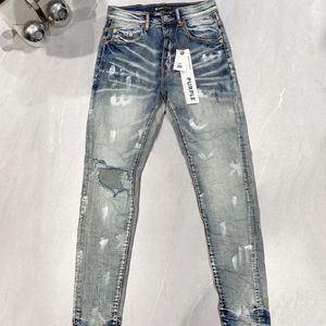 Calças femininas roxas marca jeans americana high street pintura angustiada 2024 moda tendência qualidade