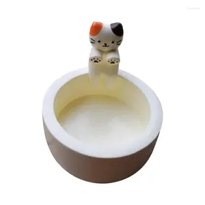 Titulares de vela Kitten Holder White Pedestal Stand Stand Candlestick Decoração Resina de desenho animado para peça central