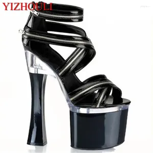 Dance Shoes 18cm High Heel The Glass Root Package With Sandals Zipper Decoration