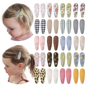 Hårtillbehör 40 PCS Girl Clips Floral Print Toddler Non Slip Wrapped Snap Hairpins For Kids Barrettes