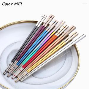 Pauzinhos 5 pares de aço inoxidável reutilizável ouro chinês antiderrapante de alta temperatura resistente metal sushi hashi chop sticks