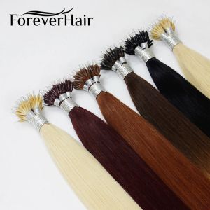 Extensões para sempre cabelo remy nano anel extensão de cabelo natural humano 0.8 g/s 16 