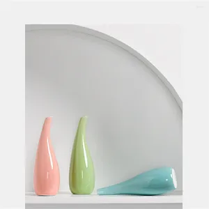 Vaser vasvit/blå/grön/cyan/blommor arrangemang nordiska matbord vardagsrum rum dekoration 5.5x18x1 cm