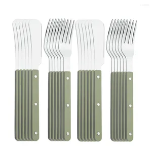 Dinnerware Sets ABS Handle Rivets Decoration Knife Fork Set Stainless Steels Dinner Cutlery Green Spoon Western Kitchen Flatware