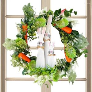 Decorative Flowers Spring Wreath Artificial Carrot Bynny Door Decorations Farmhouse Rustic Flower Hangings