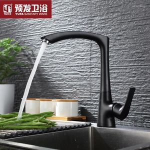 Rubinetti da cucina Rubinetto per lavabo in ottone nero di alta qualità Maniglia a un foro e rubinetto per acqua fredda Design moderno in rame