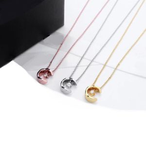 Designer Little Fragrance Halsband Coco Water Ice Moon Necklace Pendant 18K Classic CollarBone Chain New Pineapple Print Ladies