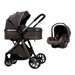 Carrinhos de bebê# carrinho de bebê nascido de luxo 3 em 1 alta paisagem carruagem reclinável bassinet dobrável puchair l230625 entrega de gotas