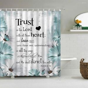 Duschgardiner akvarell blommig gardin färgglada tusensköna plank bakgrund bibel polyester tyg badkar partition badrum dekoration