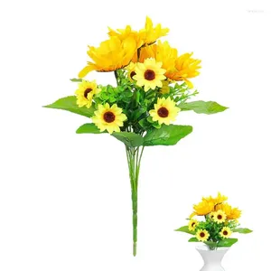Decorative Flowers Yellow Silk Artificial Sunflower Realistic Long Stem Faux Wedding Decoration Simulation Flower Table Decor