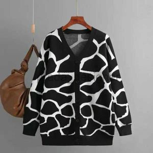 Cardigans Oversize Cardigan Kobiety luźne dzianiny swetry elegancki wzór linii dla biura dama grube jesienne zimowe swetry F-M8201