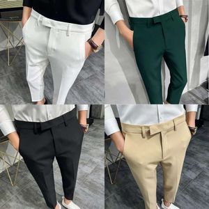 Men's Suits Men Formal Business Trousers Fashion Male Clothing Slim-Fit Suit Pants Casual Nine-Point Pant Dress