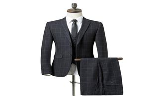 2019 Ny Black Plaid Suit Men Formal Slim Fit Three Piece Suits Men Prom Groomsmen Mens Wedding Suits JacketpantsVest7023096