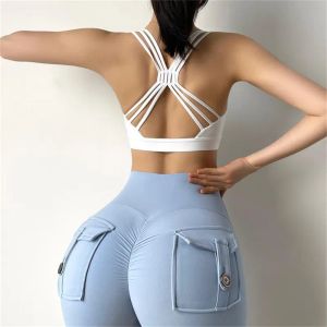 Bras High Stretch Sexy Yoga Crop Top Sports Wear für Ladies Gym schockproofes Sport BH Push Up Fitness Workout Weste