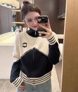 Suéteres de luxo de alta qualidade feminino manga longa emenda zip up cardigan designer suéter roupas femininas