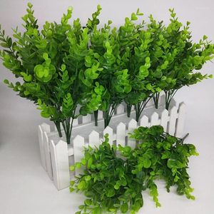 Dekorativa blommor Fake Grönt bladverk Plast Eukalyptus Leaf Home Office Table Centerpieces Decoration Artificial Plants for Outdoor