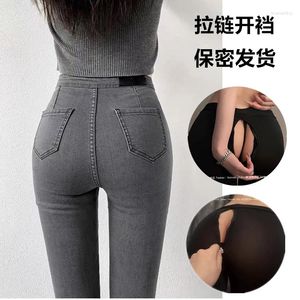 Jeans da donna Cerniera invisibile con apertura sul cavallo Plus Size Leggings a vita alta da donna Pantaloni fitness Pantaloni sexy