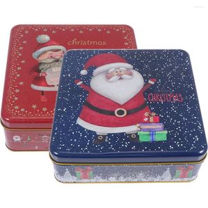 Förvaringsflaskor 2st julplatta Box tom cookie tin xmas gåva för kex godis