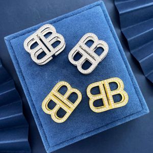 Gioieri BB Earring Internet Celebrity Nicchia Design Sentenza Full Diamond Double B Orecchini Lettere Luce Luxuria Fasnibile Orecchini di celebrità Z7QL