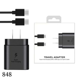 25W TYPE-C USB-C PD ARCHER ADAPTER FARCH شحن سريع مع كبل C لـ Samsung Galaxy S21 S20 NOTE 20 NOTE 10 Android Smartmons 848DD