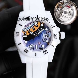 Automatyczne zegarek RLX Watche Type Ceramic Case Man Luxury Factory Mężczyźni Blue Dial ruch gumowy pasek pływające ze ręki szafirowe Luminous