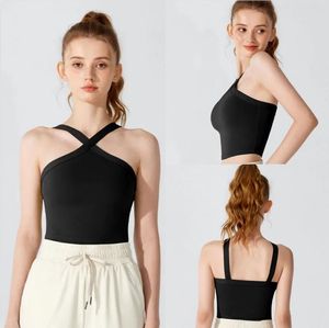 AL Align Tank Top U Bra Yoga Outfit Mulheres Verão Sexy Camiseta Sólida Crop Tops Sem Mangas Moda Colete Sem Costura Com Nervuras Lingerie Real Nono estranho Nono Sutiãs Esportivos