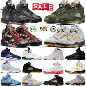 Najwyższej jakości Jumpman 5 Buty do koszykówki Lucky Green 5s Olive Plaid Georgetown Craft Sail Unc Aqua Racer Blue Black Cat Mens Flats Treakers Treakers Gai Rozmiar 36-47