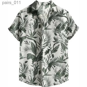 Mäns casual skjortor hawaiian skjorta för män 3d tryck tropisk växt palmträd korta ärmar strand sommar avslappnad knapp ner blus street kläder 240402