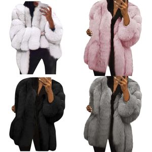 Women Winter Fur Top Fashion Pink Coat Elegant Thick Warm Outerwear Fake Jacket Chaquetas Mujer