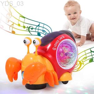 Animais elétricos / RC Crling caranguejo brinquedo para bebê andando de barriga para baixo aprendizagem precoce brinquedos educativos musicais interativos acendem em movimento para crianças pequenas YQ240402