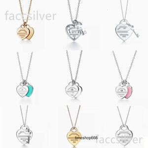 Pendant Necklaces 2024 Pendant Necklaces Classic 925 Sterling Silver Necklace Double Heart Pendant Necklace Man Women Party Wedding Jewelry High Quality Y220314