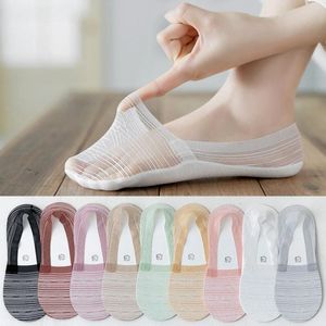 Women Socks Sock Slippers Summer Invisible No Show Hollow Out Mesh Breathable Silicone Anti-slip Low Cut Ankle Boat