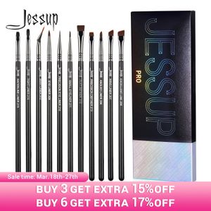 Jessup Eyeliner Brushes set11pcs Pro Eyeliner BrushesTapered Angled Flat Ultra Fine Precision Eye Makeup brushes set T324 240320