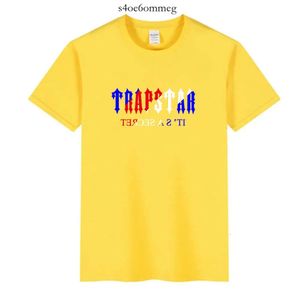 Trapstar tee% 100 pamuk mürettebat yaka tişört erkekler rahat yüksek kaliteli yaz kısa kollu erkek tişörtler moda temel 573