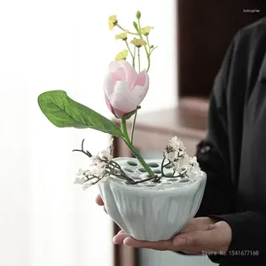 Vasen Celadon Lotus Mini Vase Zen Chinese Home Schlafzimmer Handwerk Wohnzimmer Kunst Schreibtisch Dekoration Keramik Blumenarrangement 1 Stück