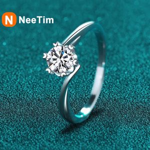 Neetim 05ct 5 mm Ring Lab Diamond Solitaire for Women zaręczyny Obietnica Weddna Bejdia Biżuteria GRA Prezent 240402