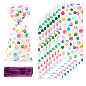 Confezione regalo Puntini acquerello Sacchetti di cellophane Imballaggio trasparente in plastica Borsa per biscotti per caramelle Custodia fai da te con cravatta per la festa