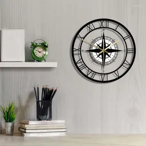 Настенные часы, креативные ретро круглые большие часы, современный дизайн, Minimalis, цифровой компас, украшение для гостиной, кухни, дома