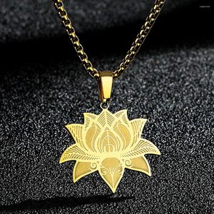 Anhänger Halskette Chengxun Elegant Yoga Lotus Blume Halskette für Frauen Männer Buddhist Charm Neck Kette Liebhaber Amulettschmuck