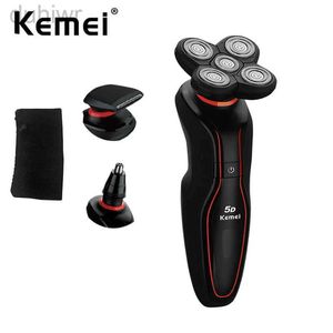 Electric Shavers Kemei Mens Razor Rechargeable Rotary Floating Head Shaving 5 Blades for Bald Gifts Husband Boyfriend 2442